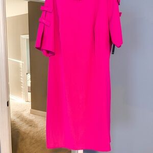 Eloquii Pink Ruffled Midi Dress for Cocktail Events